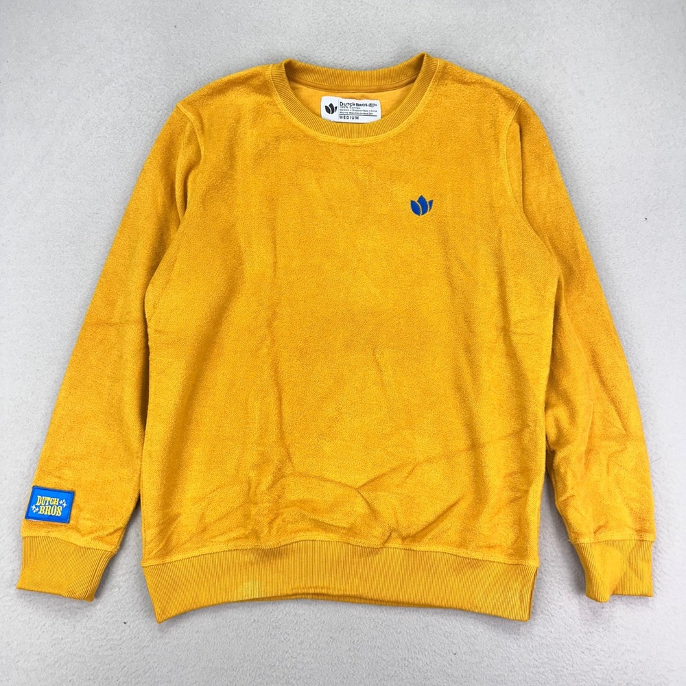 Dutch Bros Sweatshirt Womens‎ M Yellow Crewneck Long Sleeve Barista Employee